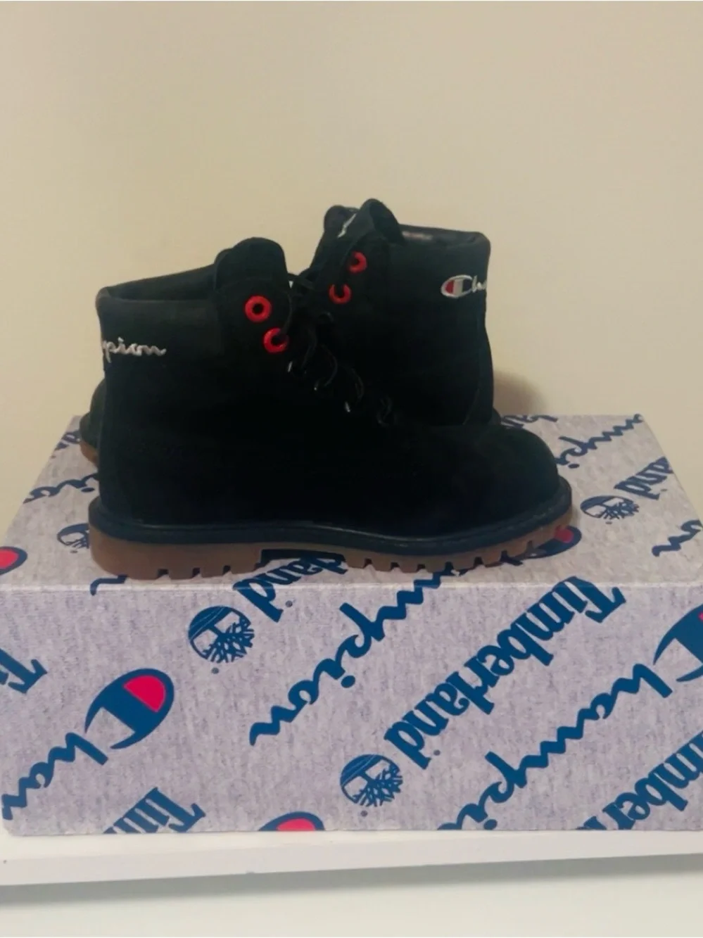 Little Boys Timberland x Champion 6” Boots Black 12C Rare Collab w/ Box